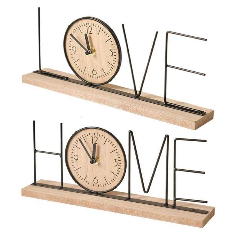 Retro Digital Desk Clock Home Decoration Office Wooden Letter Love Figurines Ornament Gifts Mute Luxury Room Decor Accessories M251205 - view 7