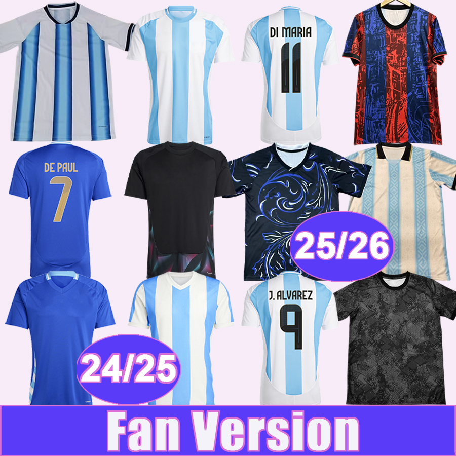 24 25 26 DI MARIA Mens Soccer Jerseys National Team MARTINEZ ROMERO DE PAUL MAC ALLISTER TAGLIAFICO Home Away GK Special Commemorative Football Shirts