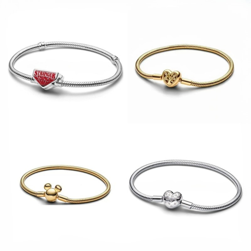 Luxury S925 silver snake chain bracelet bangle for women girls men classic simple DIY bead jewelry charms bangles bracelets birthday christmas gift