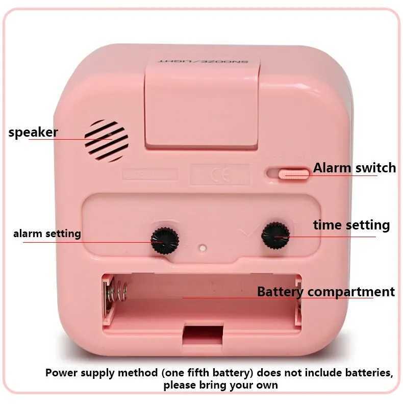1pc Simple Night Light Small Alarm Clock Bedside Desktop with Snooze Function Household Creative Plastic Quartz Clock M251205 - view 4