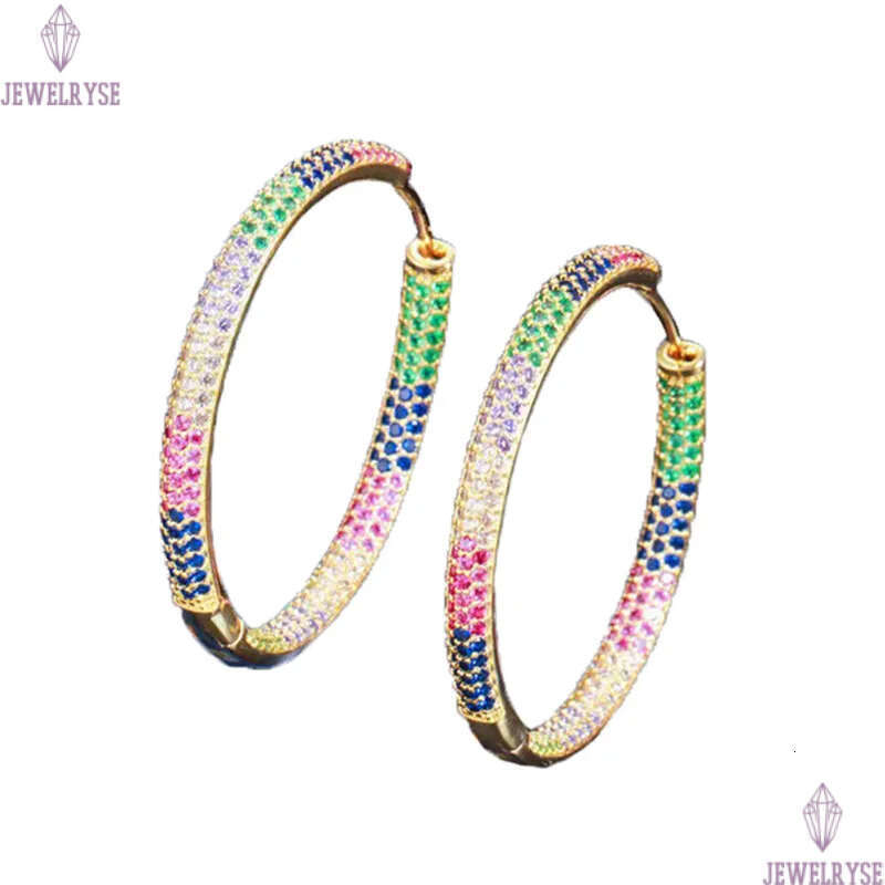 Fashion Hoop earring designer for woman Colorful AAA Cubic Zirconia Copper Jewelry 18K Gold Plated Earrings Valentines Day Girls Gift Women Party Tren