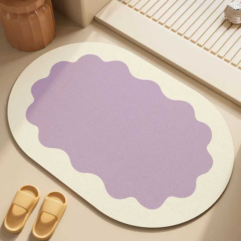 Dopamine cream wind diatom mud bathroom absorbent floor mat toilet door non-slip stepping foot pad quick drying pad H251205