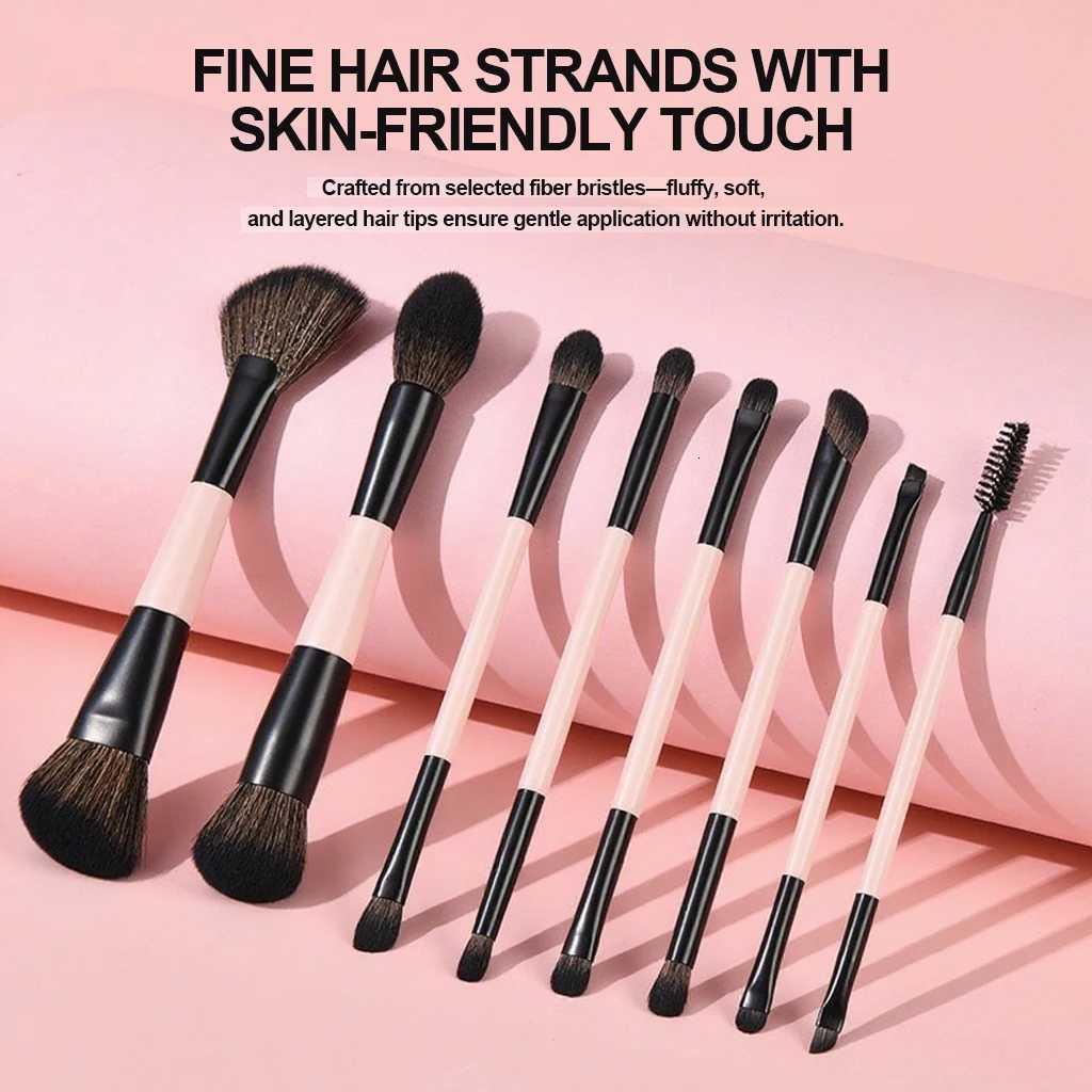Travel Makeup Brush Set Professional 8Pcs Double-Headed Cosmetic Brushes Foundation Blush Contour KitT251205