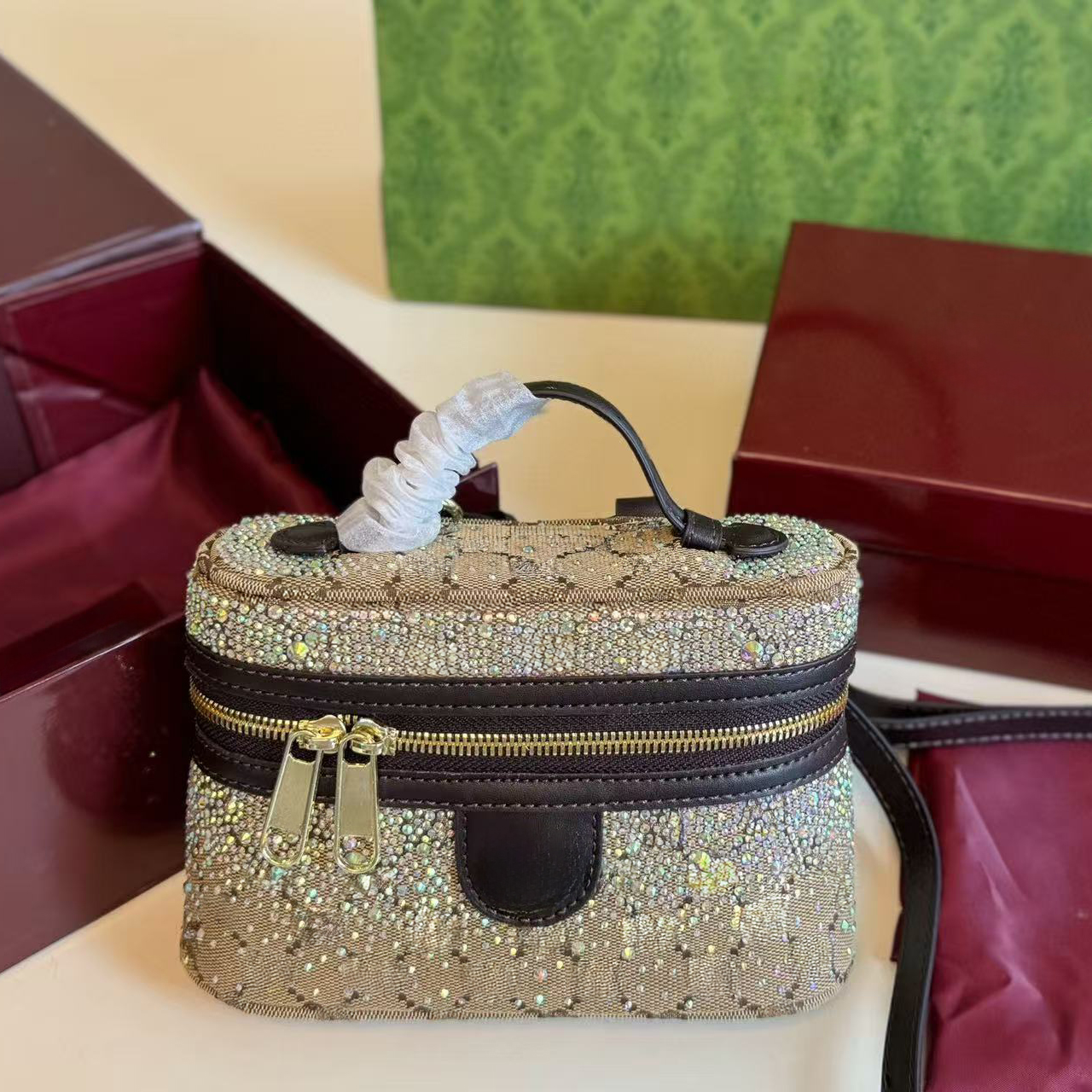 1961 Rhinestone Armpit Bag Designer Bag Chain Shoulder Bag Luxury Bag Women Handbag Purse High Quality Diamond Letters Lady Bag Hardware Accessories