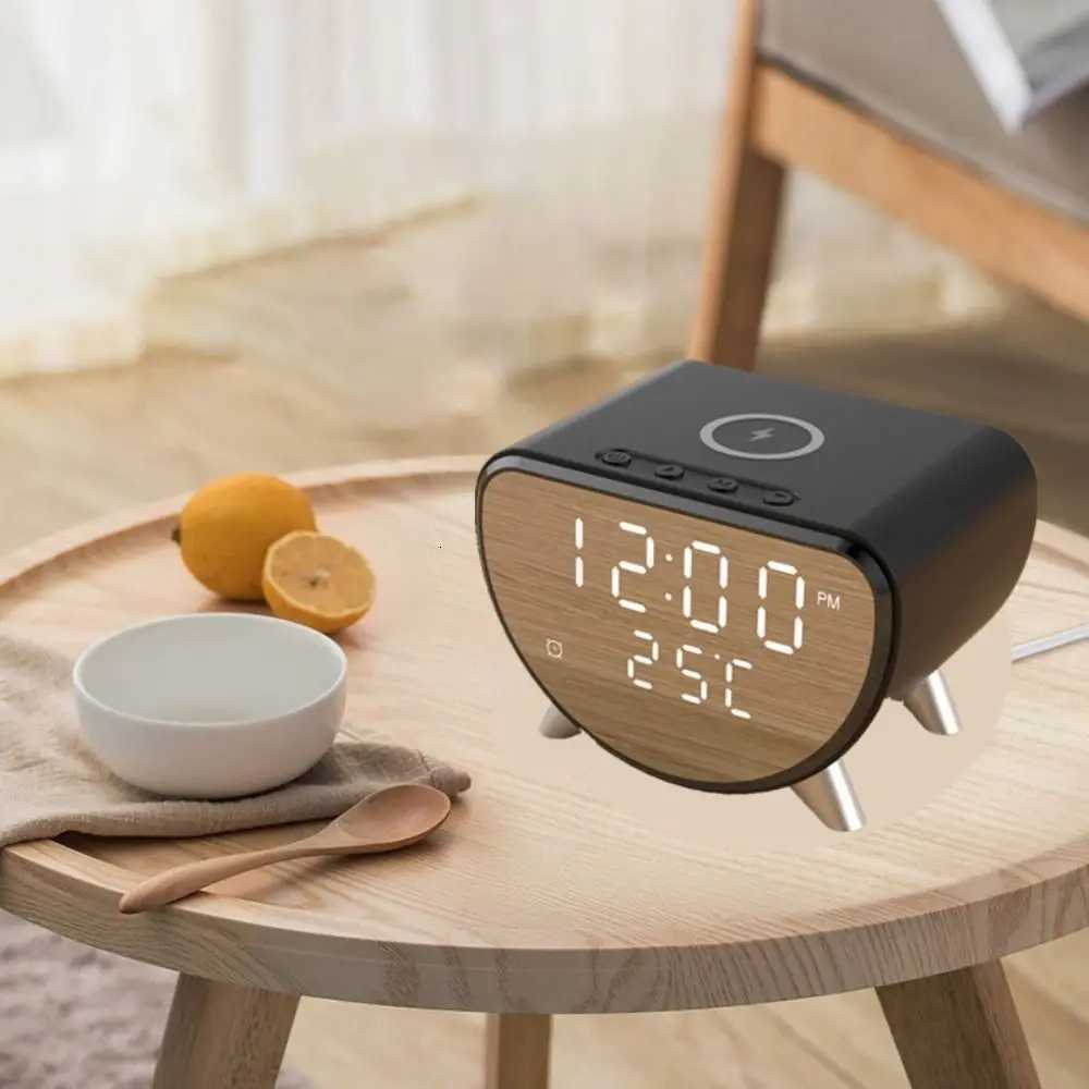 Plastic Multifunctional Alarm Clock 15W Fast Charging Alarm Function Temperature Clock Temperature Monitoring M251205 - view 6
