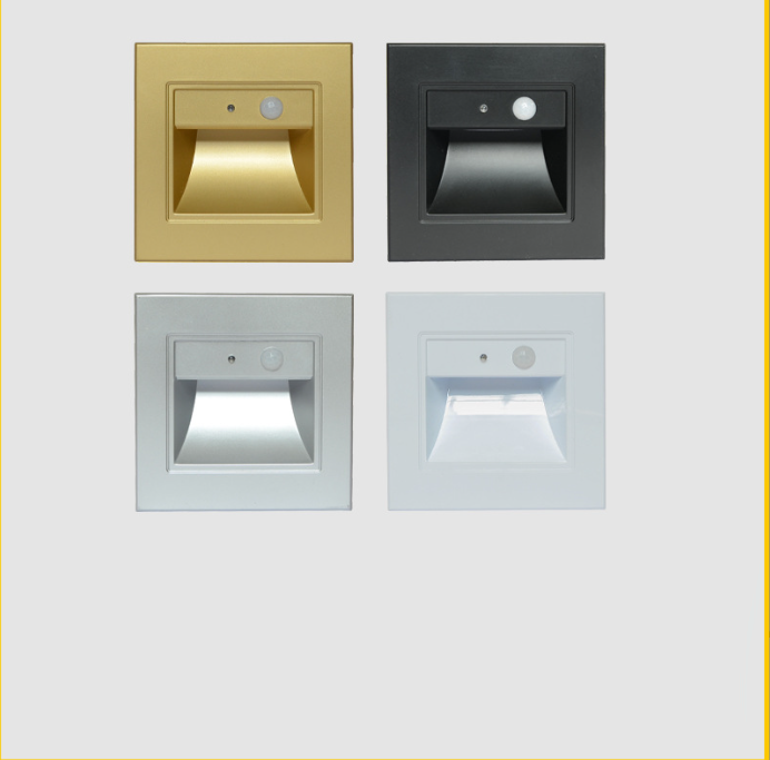 Recessed Led Wall Lamps PIR Motion Sensor Stair Case Light AC85-265V Step Lamp Corridor Lighting Indoor Wall Lights