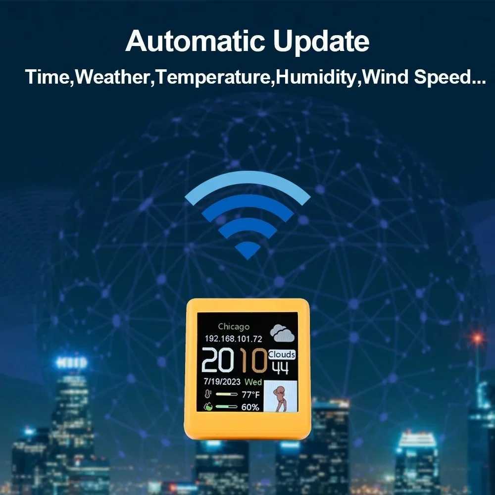 Smart Weather Clock MINI Size Weather Station Clock WIFI Smart Desktop Room Decoration Electronic Clock DIY TV Digital Ornament M251205 - view 6