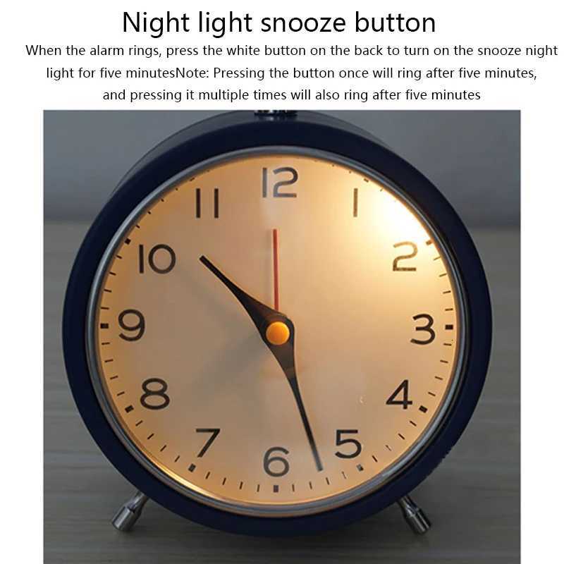European style metal snooze alarm clock with simple hanging ring quartz desk clock creative luminous student pointer clock sn M251205 - view 7