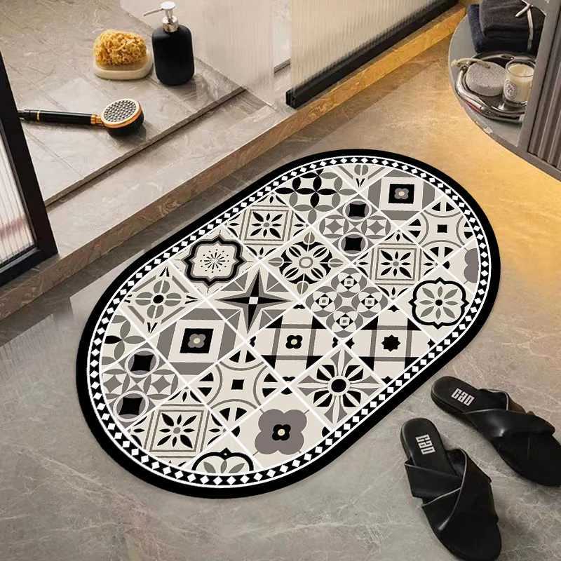 Bathroom thickened diatom mud absorbent floor mat Household quick-drying non-slip floor mat Toilet bathroom door mat H251205