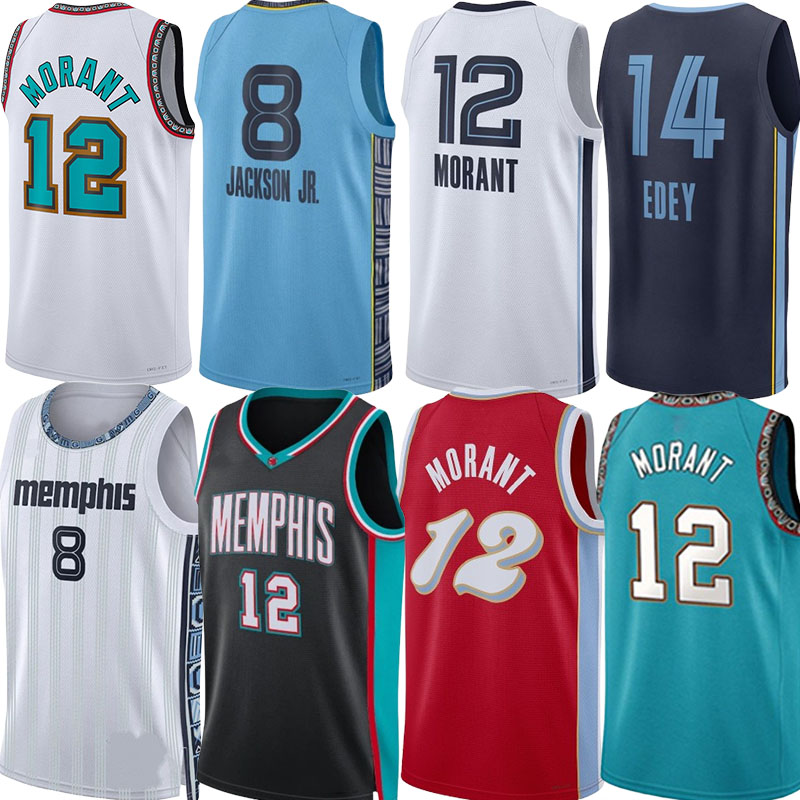 25 26 MEM Ja Morant Basketball Jerseys Grizzliess Jaren Jackson jr. Zach Edey Jaylen Wells Brandon Clarke GG Jackson Caldwell Pope Scotty Pippen Ty Jerome City Jersey