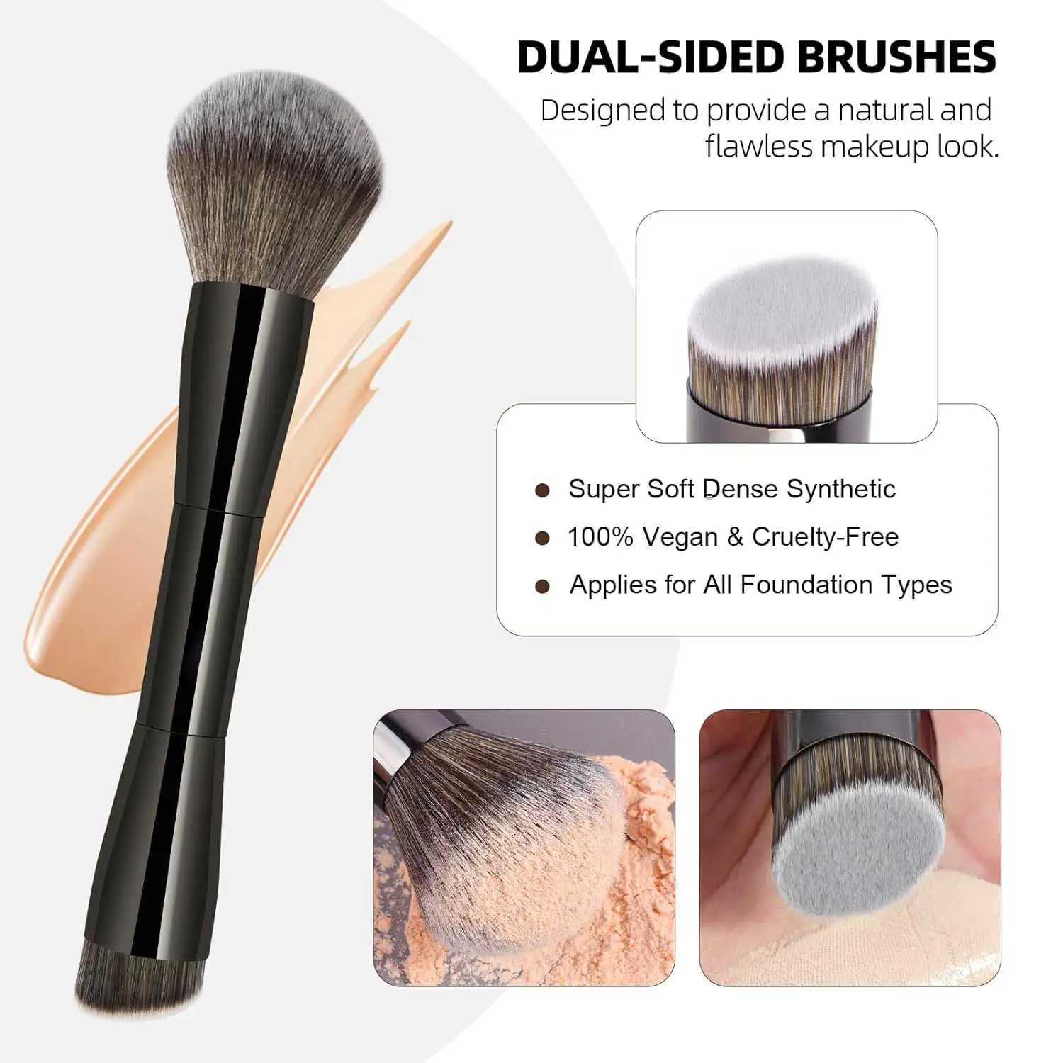 20 PCS Foundation Makeup Brush Set Double-ended Kabuki Contour Brush for Liquid Powder Concealer Blending Blush Face Makeup TooT251205