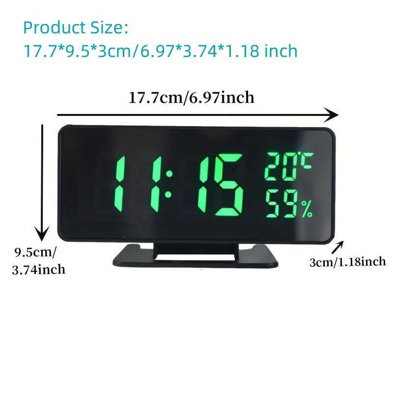 Digital Alarm Clock with Temperature Humidity 3 Alarms Snooze Desk Table Clock Night Mode 12/24H USB Electronic LED Clock M251205 - view 6