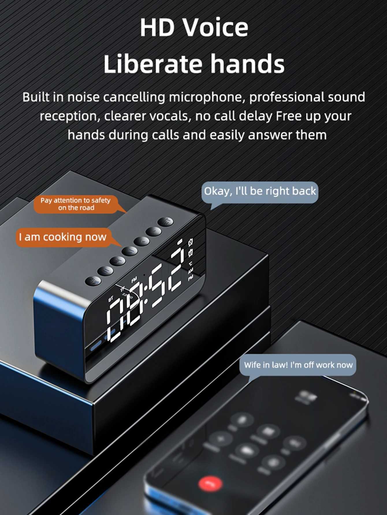Desktop mini LED mirror digital clock alarm clock bluetooth wireless audio cell phone speaker stereo sound effect M251205 - view 6