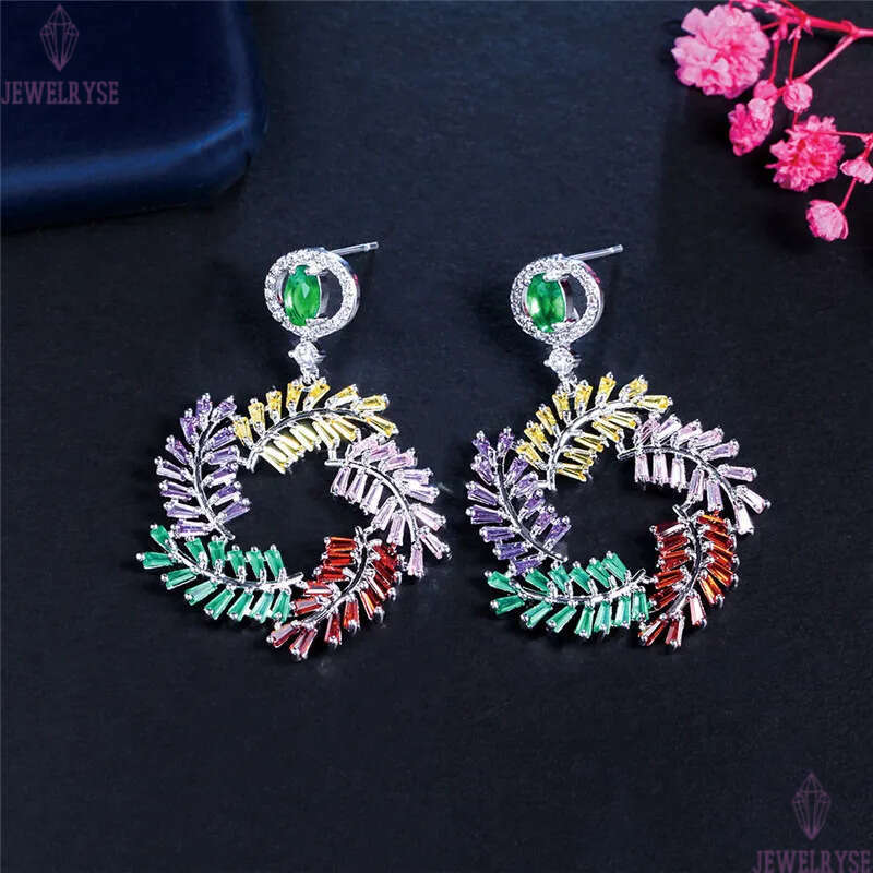 Vintage charm garland earring designer for woman party gift Trapezoid AAA Cubic Zirconia South American Copper Bride Engagement Bohemia Earrings Size 