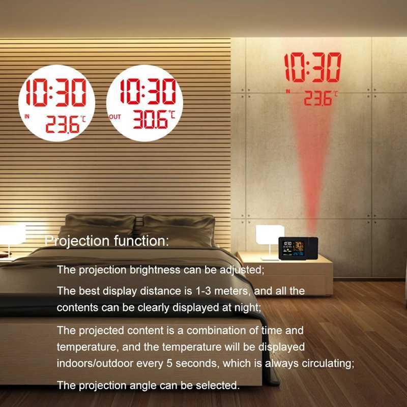 Digital Atomic Alarm Clock Color LCD Display Weather Station Radio Control Projection Time Temperature Humidity Forecast Sensor M251205 - view 6