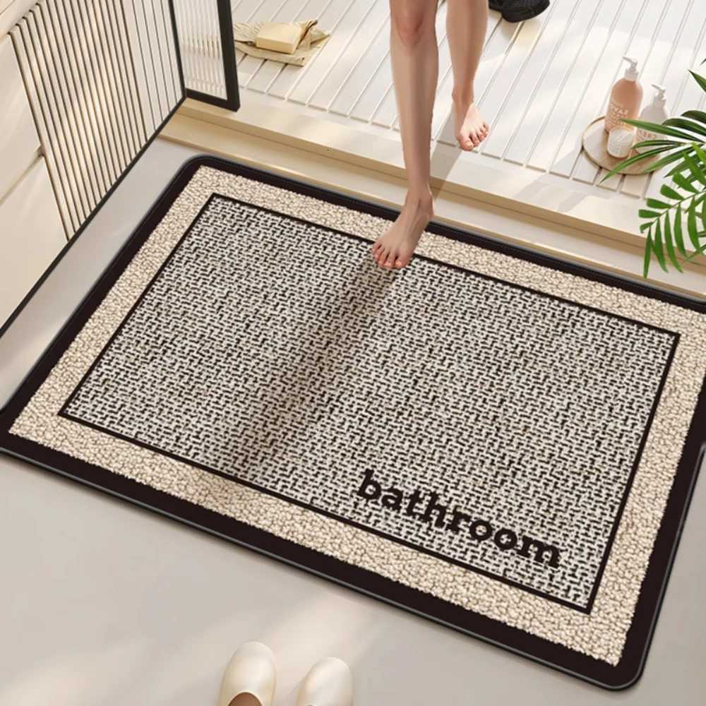 VIKAMA Bathroom Mat Earth Color Modern Simple Diatom Mud Bathroom Absorbent Mat Anti-Skid Wear-Resistant Doorstep Mat H251205