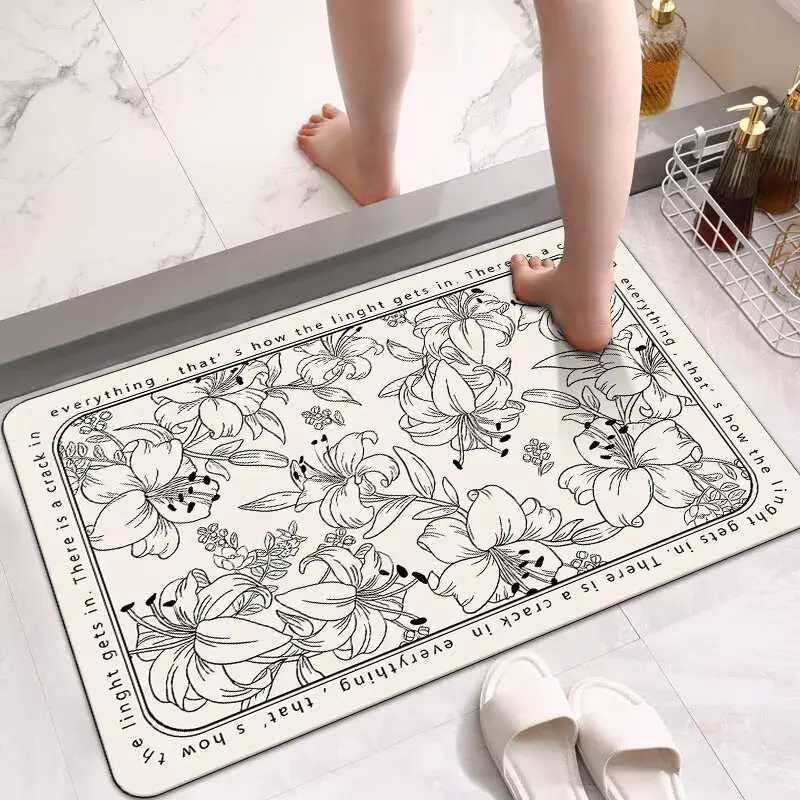 Soft diatom mud bathroom absorbent non-slip floor mat defective door mat carpet household simple bathroom carpet H251205