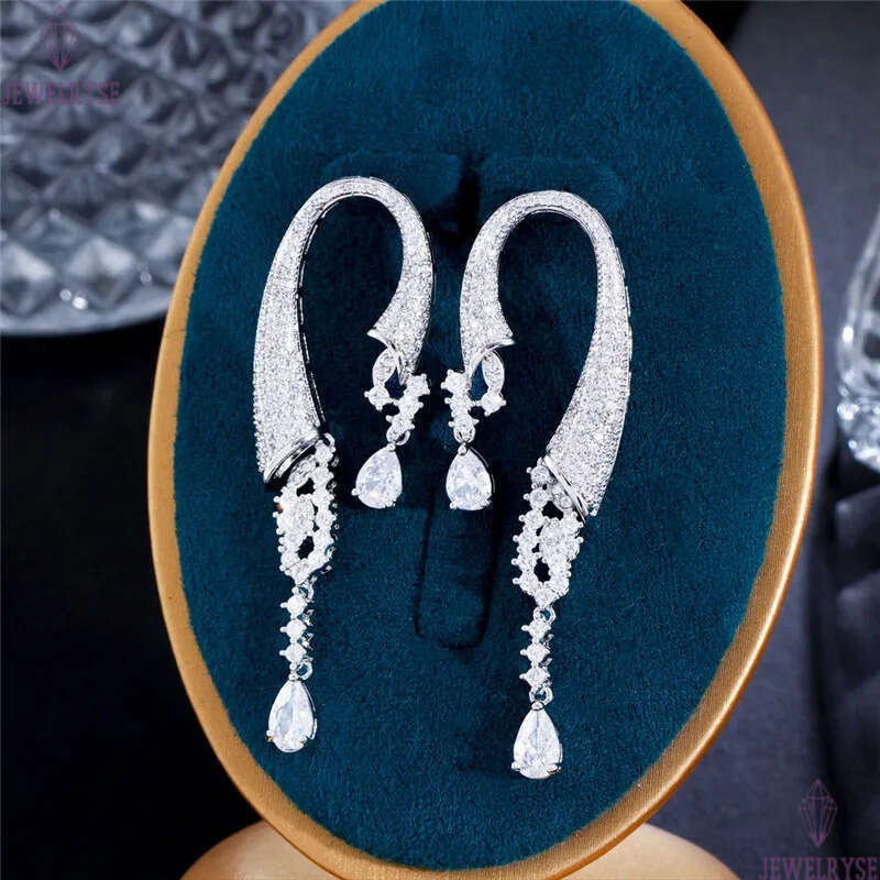 Fashion 65mm AAA Cubic Zirconia Diamond Designer Earring for Woman Luxury Copper Plated Silver South American Bride Wedding Engagement Dangle Earrings