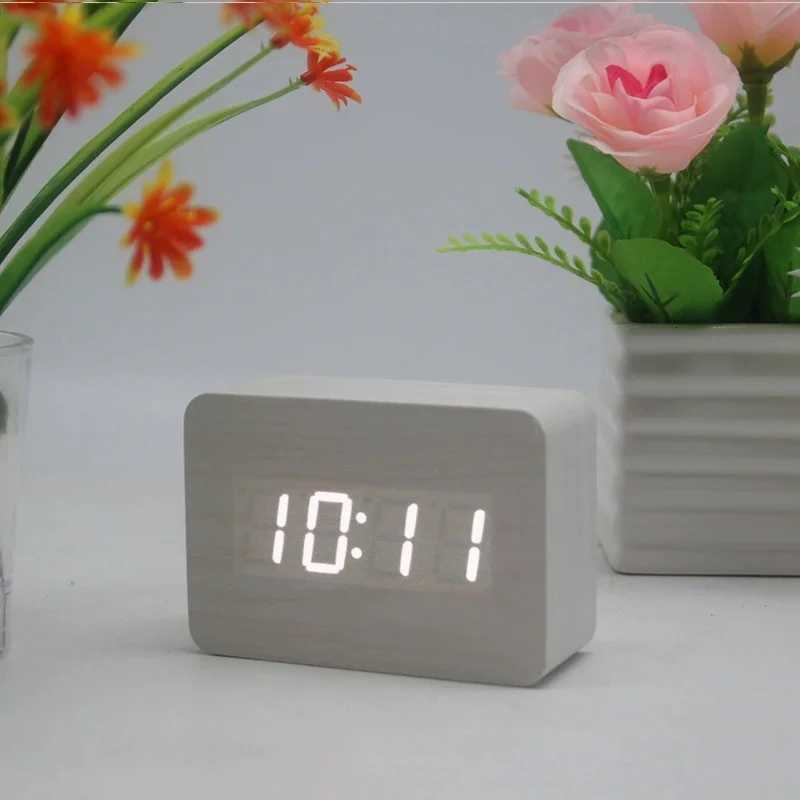 Smart led wooden alarm clock bedside fashionable luminous digital USB powered electronic alarm clock M251205 - view 6