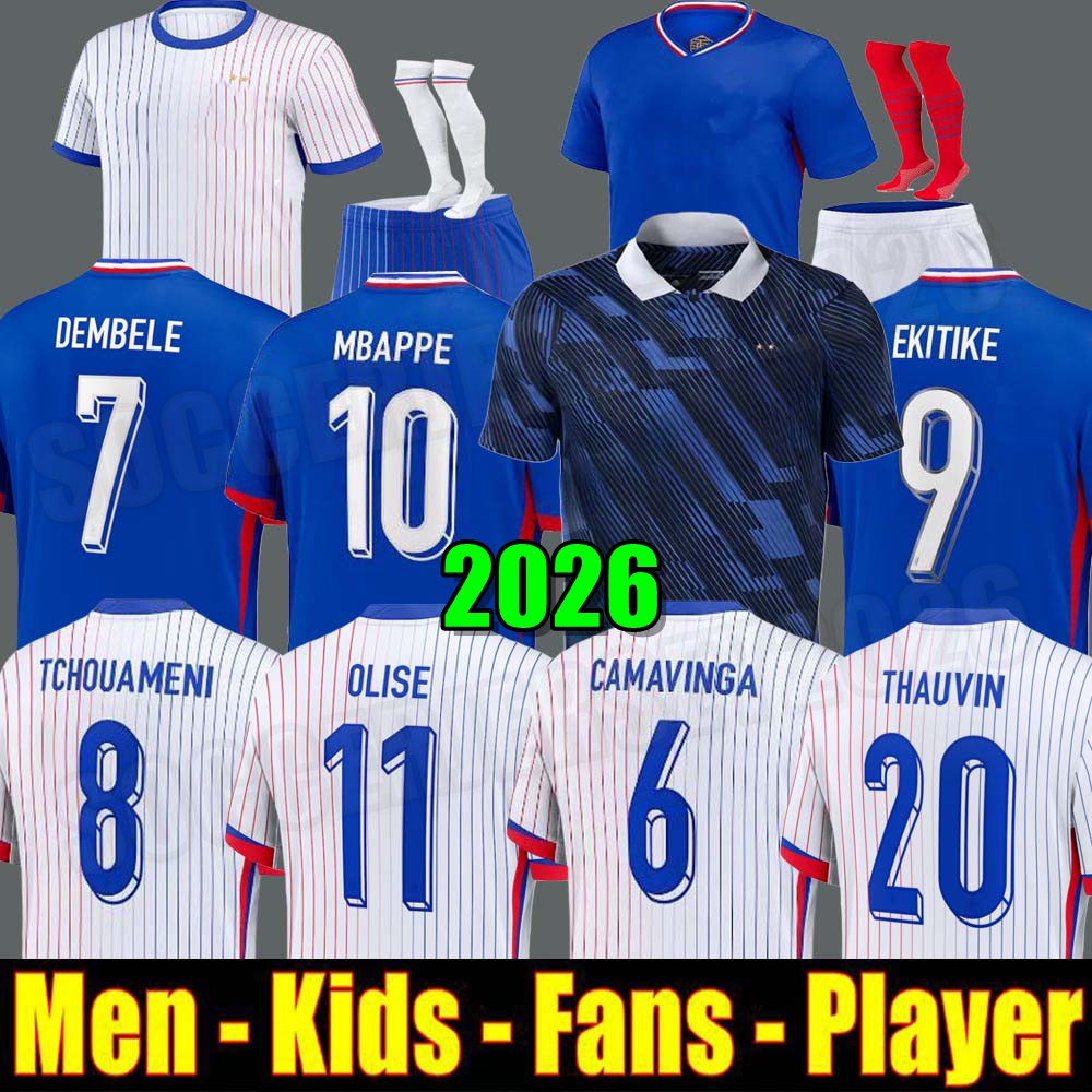 french soccer jersey 25 26 MBAPPE THAUVIN BARCOLA OLISE EKITIKE 2025 2026 KANTE DEMBELE Maillots de football shirt equipement de foot Men kids kit enfants