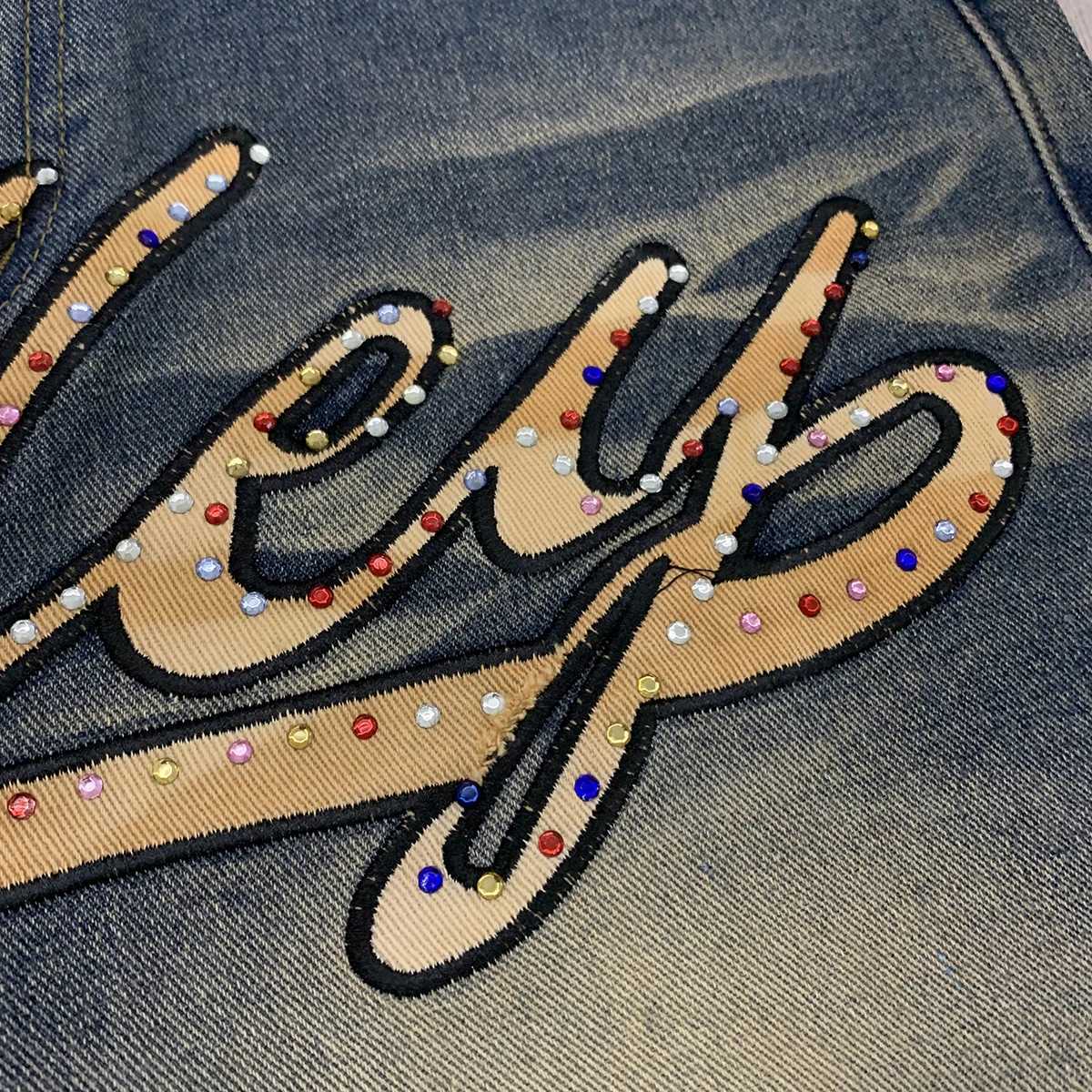 Full Rhinestone Shinning Black Baggy Jeans Shorts for Men Letter Embroidery Brilliant Diamond Loose Denim Knee Length Pants H251230