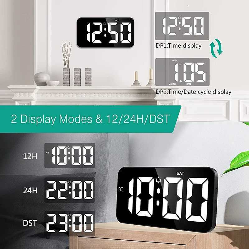 LED Alarm Clock Digital Wall Clock Super-size 108 Electronic Desk Clock Time Week Display Bedroom Home Decoration NIDITON M251205 - view 5