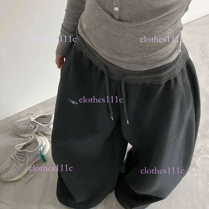 Oversize Cotton Woman Black Sweatpants Y2k Korean Streetwear Loose Casual Jogger Pants High Waist All Match Drawstring Trousers