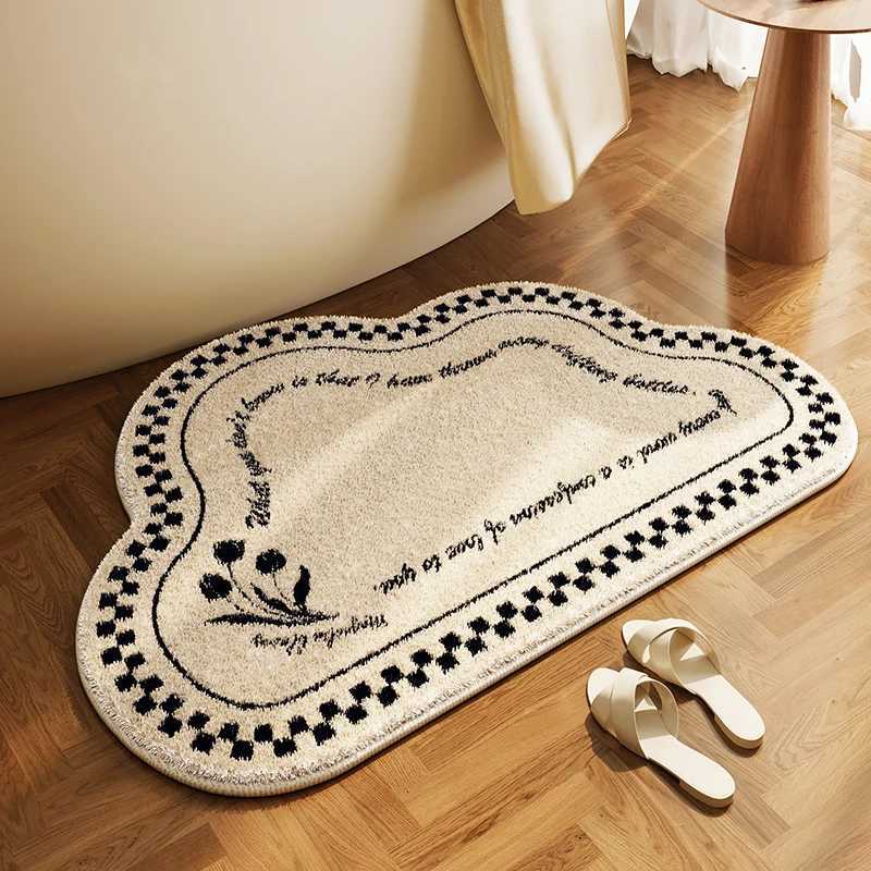 VIKAMA Bathroom Water Absorbing Floor Mat Soft and Anti-Slip Floor Mat French-Inspired Entrance Floor Mat Home Decoration H251205