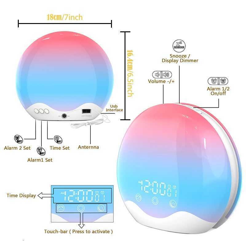 Sunrise Alarm Clock with Awakening Light Digital Sleep Sound Night Light Desk Clock Sleep Aid Device Color Changing Perfect Gift M251205 - view 7