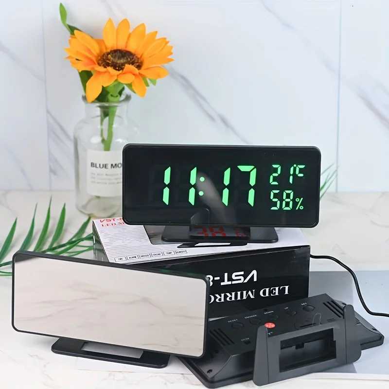 Digital Alarm Clock with Temperature Humidity 3 Alarms Snooze Desk Table Clock Night Mode 12/24H USB Electronic LED Clock M251205 - view 3