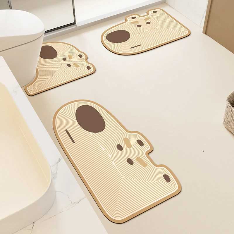 VIKAMA 3PCS Bathroom Toilet Floor Mat For Entry Door Cartoon Style Anti-Slip Water-Resistant Carpet For Home Decoration H251205