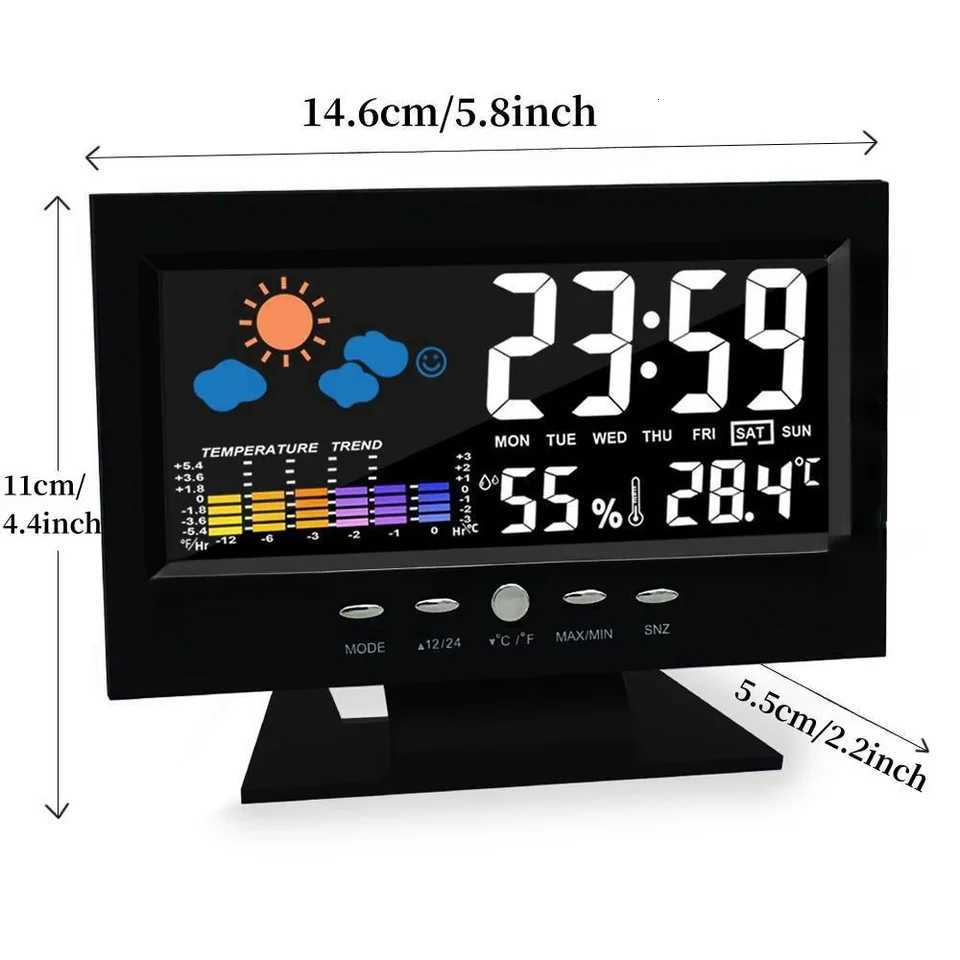 Voice Control Backlight Digital Weather Clock Date Week Temperature Humidity Weather Forecast 12/24H Electronic Clock M251205 - view 7