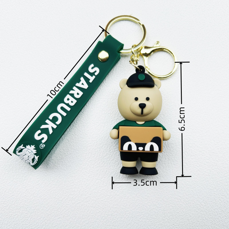Starbucks Milk Tea Cup Keychain & Bear Plush Charm Couple & Student Backpack Accessory Small Gift Free Shipping