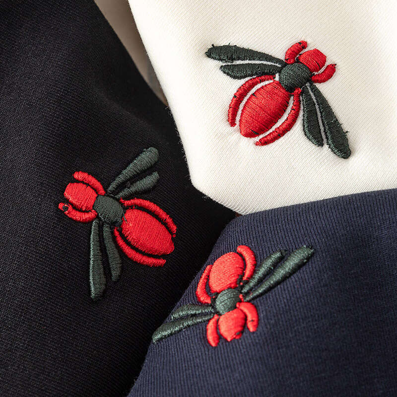 Minglu Bee Embroidery Elasticity Men's Sweatshirts Luxury Stand Collar Zipper Spring Autumn Sport Casual Cotton Male Hoodies 4XL