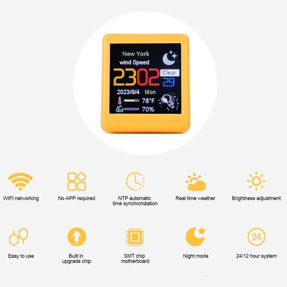 Small Portable Smart Wifi Weather Station Display Weather Temperature Humidity Time mini Alarm Clock Desktop Decoration M251205 - view 4