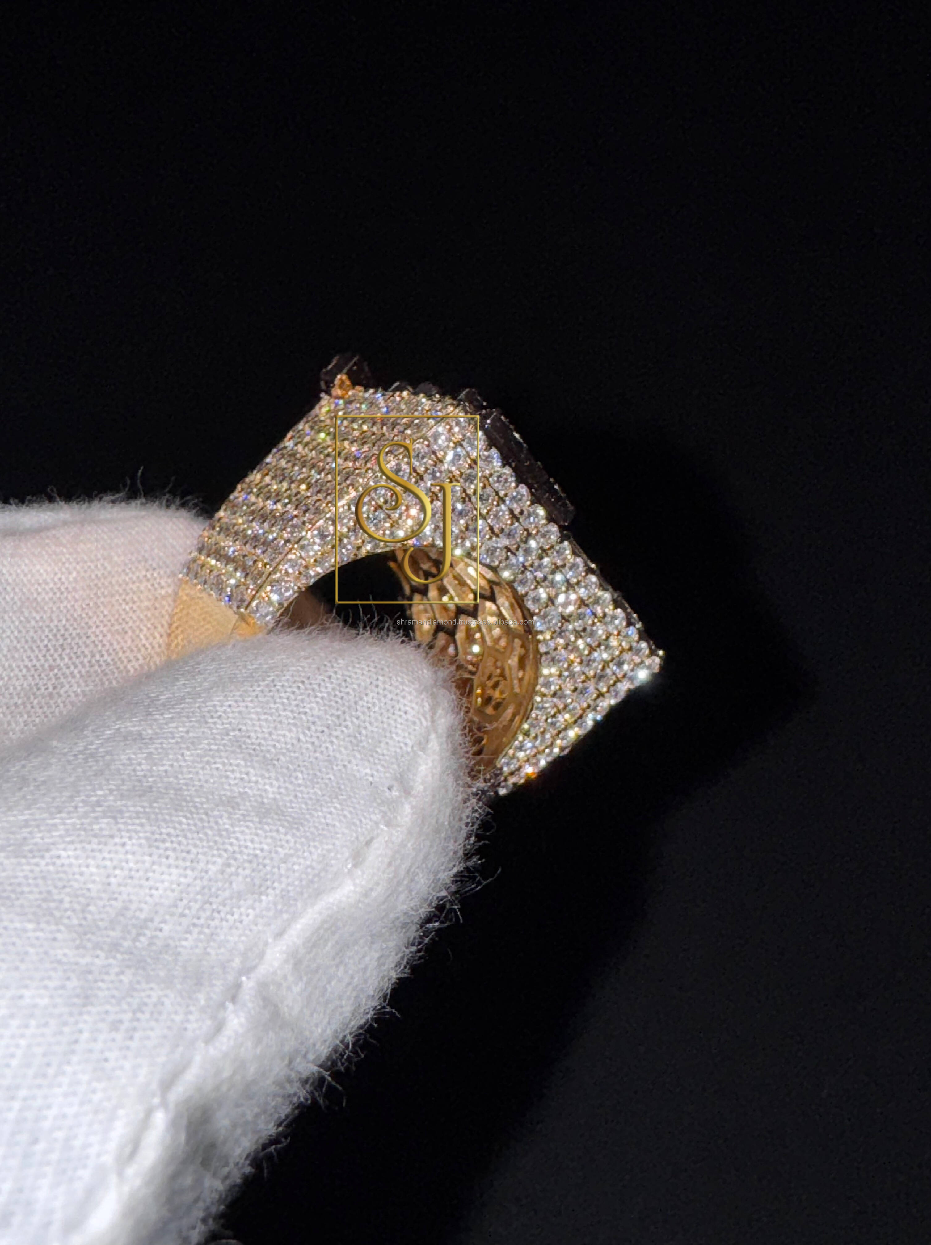 Mens Iced Moissanite Bling Championship Ring 925 Silver Custom Trap Home Hip Hop Style Letter Design New Home Gift for Him Her