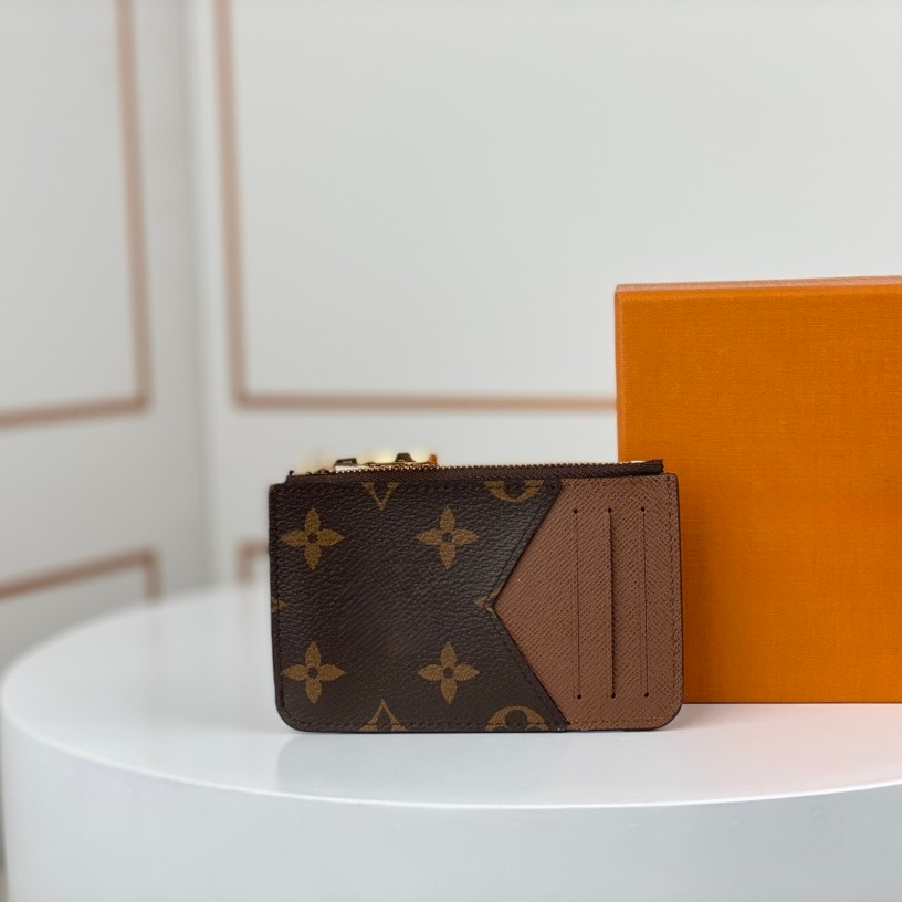 Top-quality double-sided card holder designer fashionable ladies' mini zip storage wallet coin purse wallet waist bag key pouch small bag accessory with box