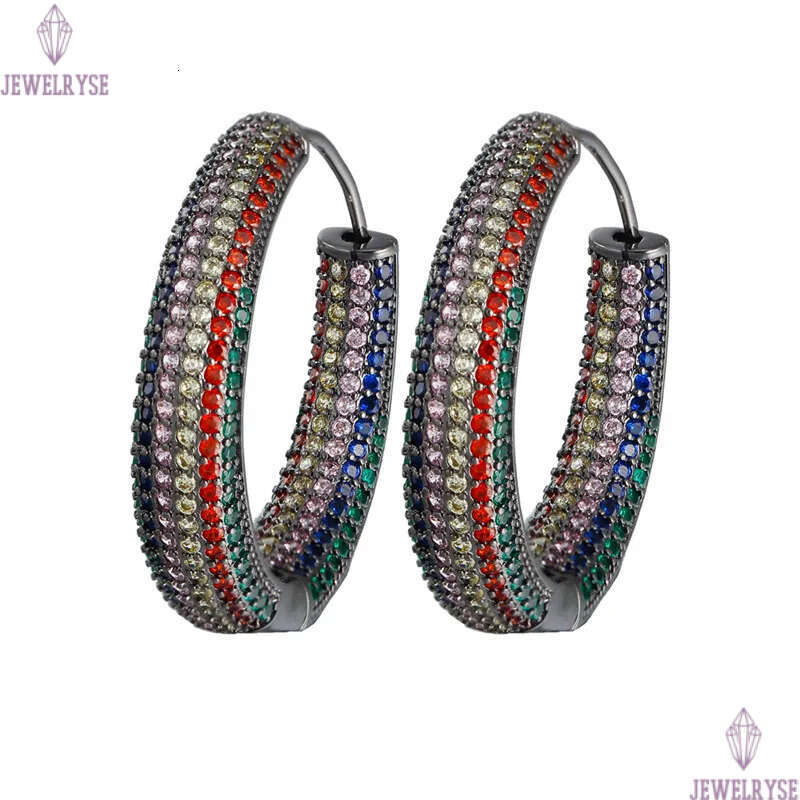 Luxury Big Diamond Gold Hoop Designer for Women Party South American Colorful AAA Cubic Zirconia Circle Earrings Bride Wedding Engagement Jewelry Gift