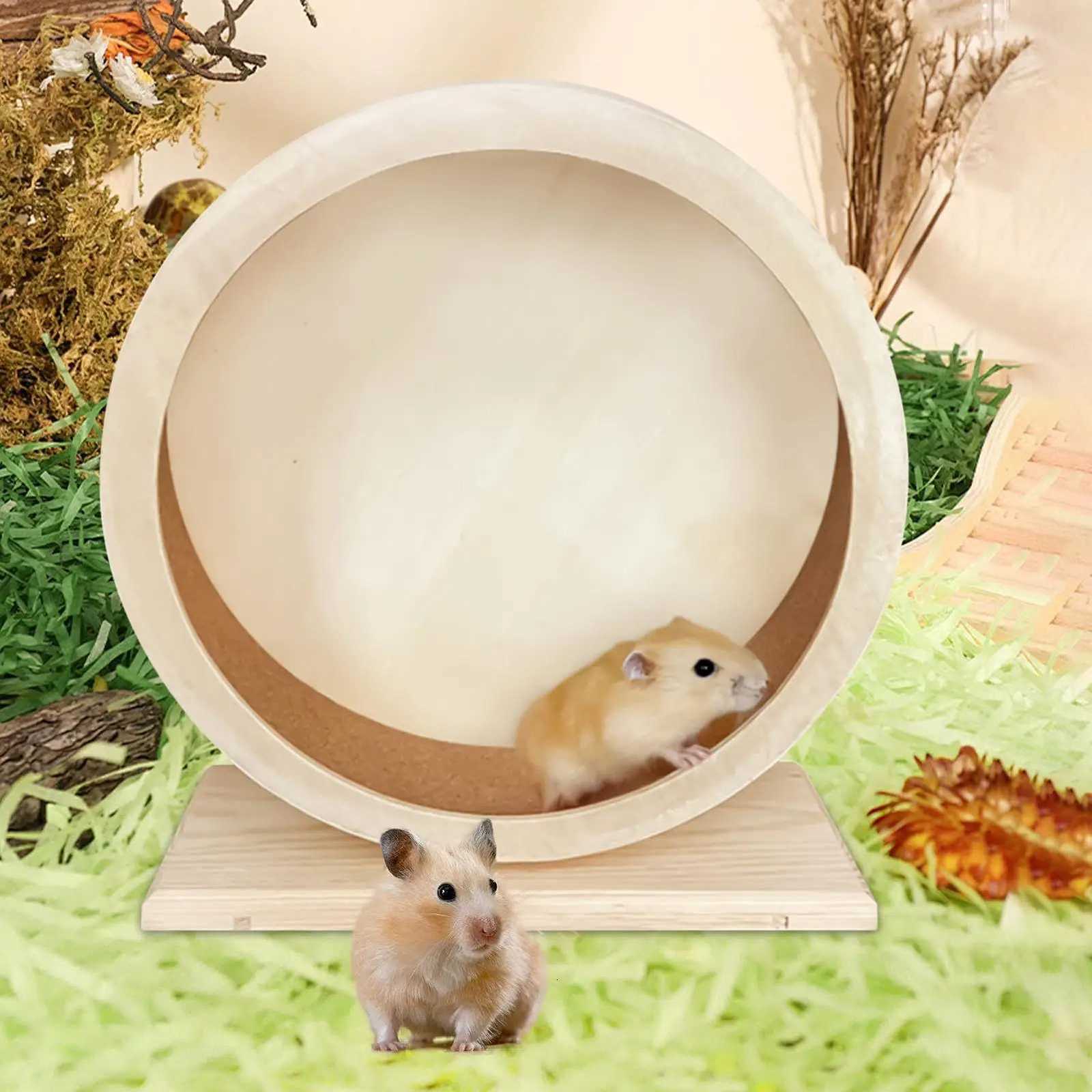 1pcs Hamster Running Wheel Mute Wooden Spinner Small Animal Toys Roller Sports Golden Bear Landscaping Small Pet Supplies M251205