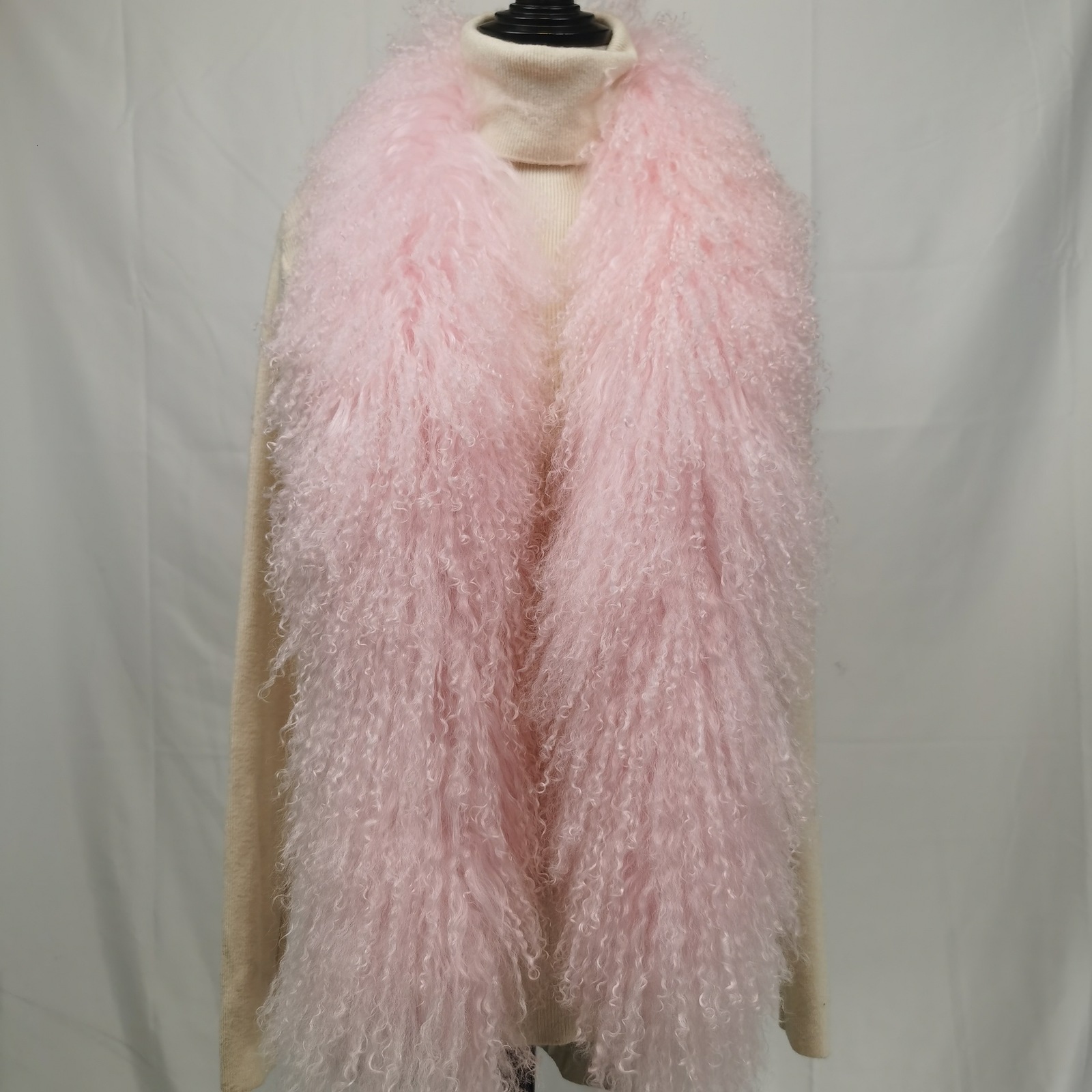 100% Genuine Mongolian Wool Curly Hair Scarf Winter Warm Long Boa Scarves Wraps Neck Warmer Fur Scarfs 251017