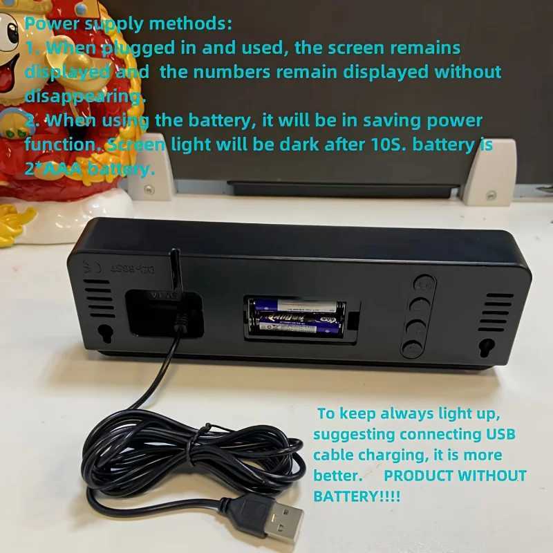 1PC Digital Clock LED Clock Alarm Clock with Time Week Temperature Humidity Display USB Cable DC 5V 12/24H Switch for home decor M251205 - view 5