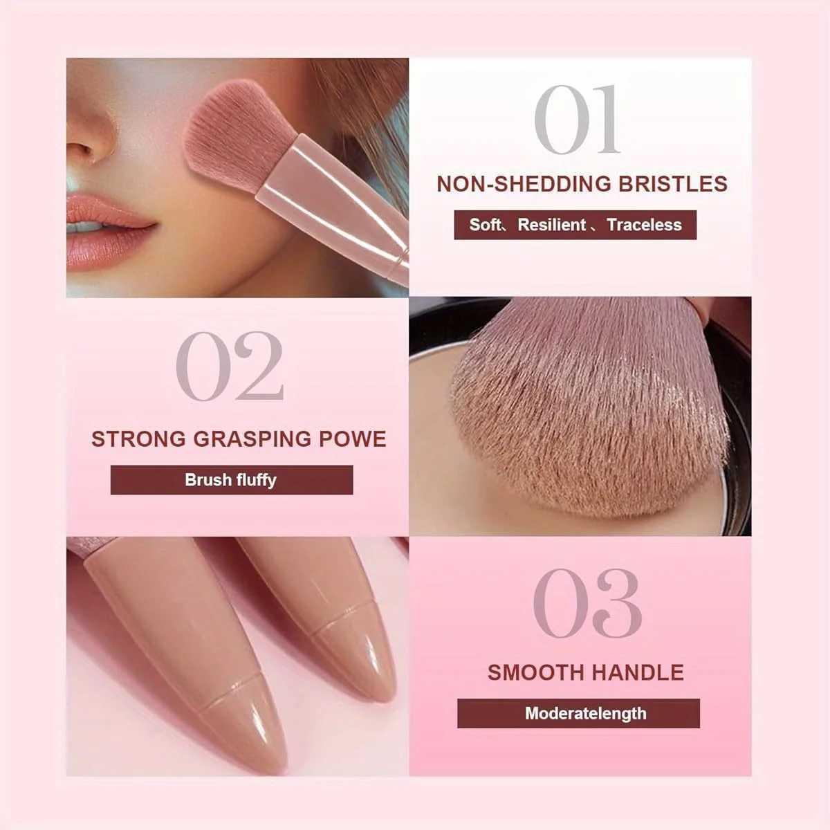 Travel Makeup Brush Set 5-Piece Professional Mini Makeup Brush Set Multiple Brush Heads Compact And Portable With Storage BoT251205