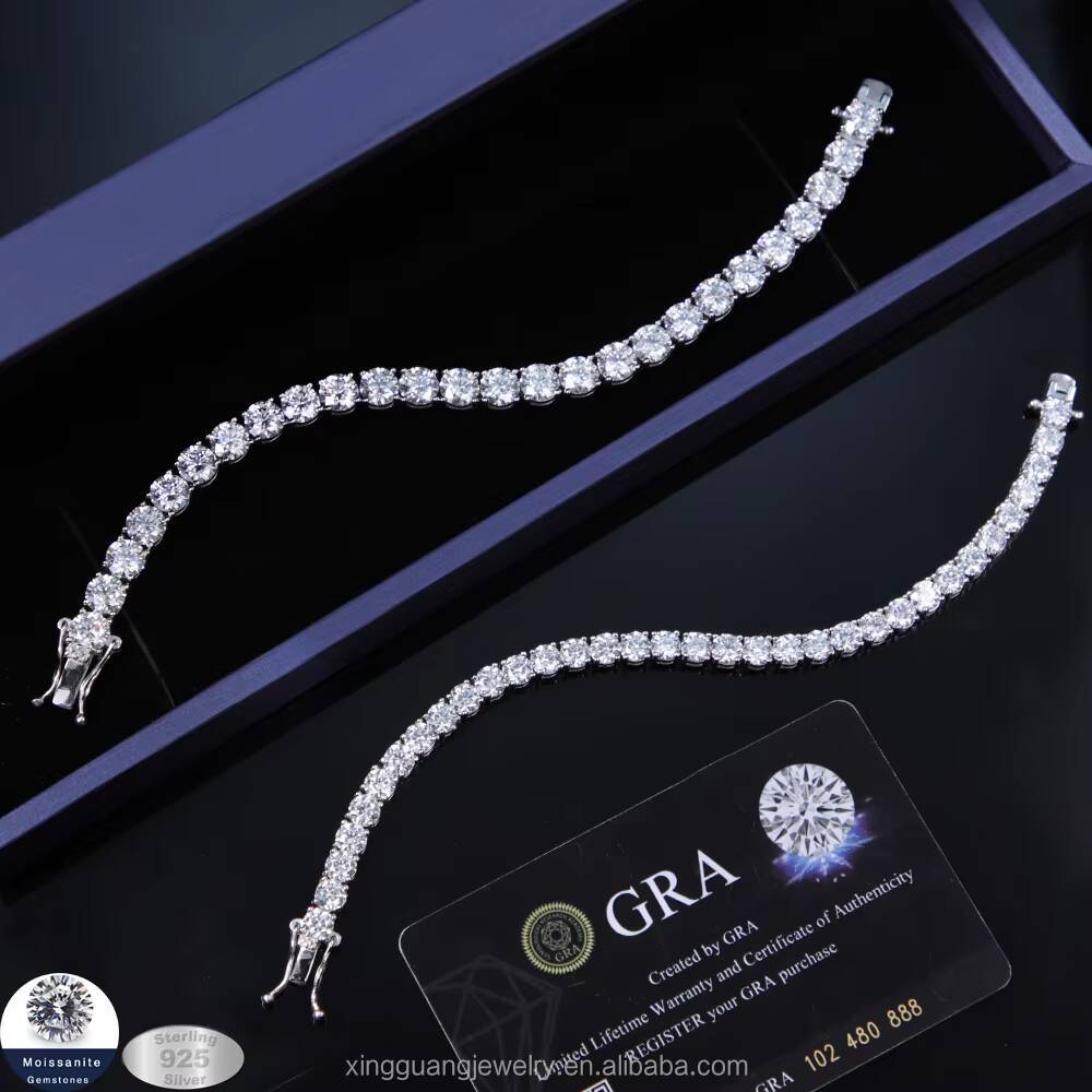 XingGuang Mossanite Tennis Link Bracelet 2mm-65mm S925 Silver Mens Womens Hip Hop Style VVS Diamond for Tennis Players