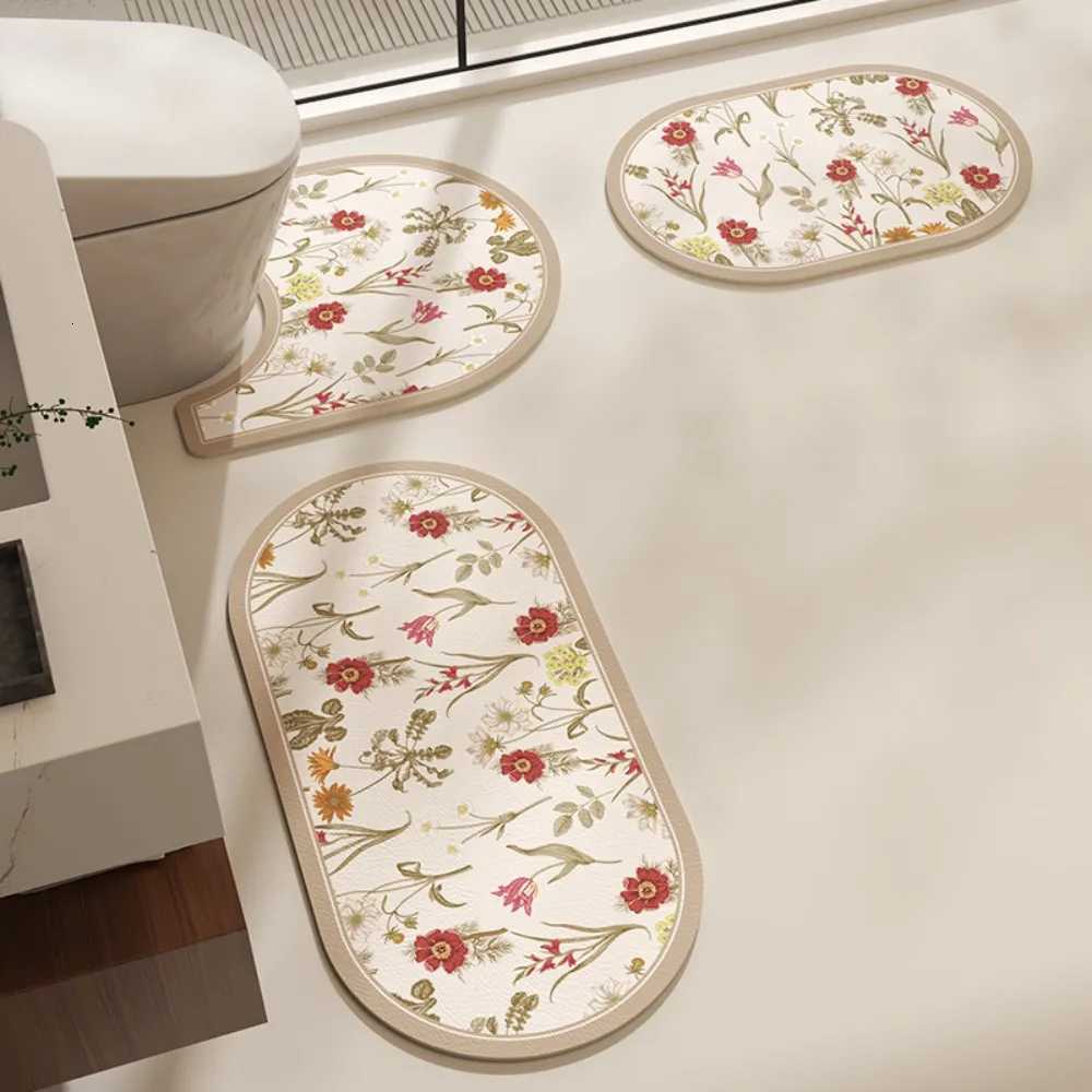 VIKAMA Nordic Flower Pattern Carpet For Home Decoration Highly Absorbent Dirt-Resistant Bathroom Non-Slip Floor Mat Set H251205