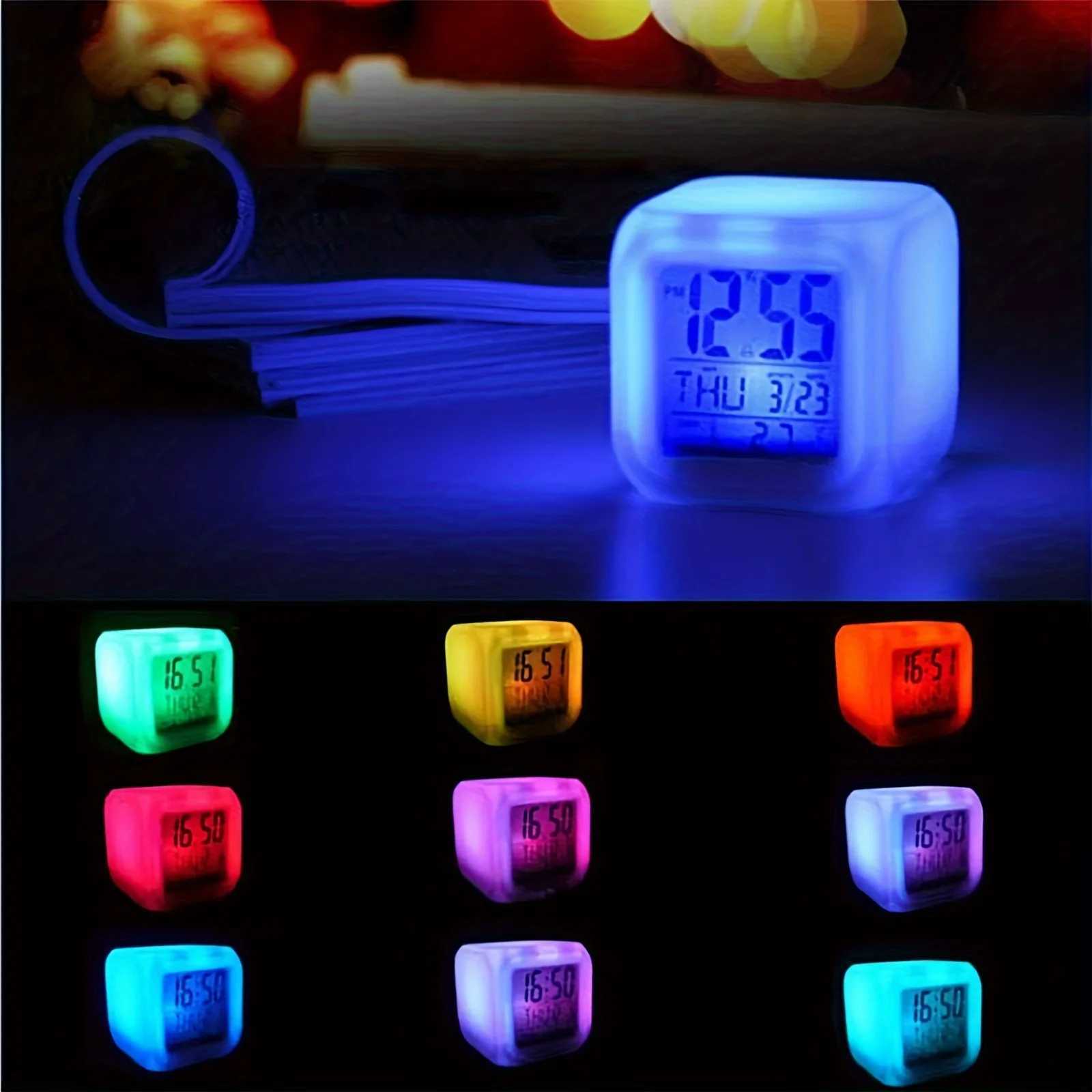 Colorful Cube Alarm Clock - Creative Luminous Home Desk Clock with Color Changing Feature M251205 - view 6