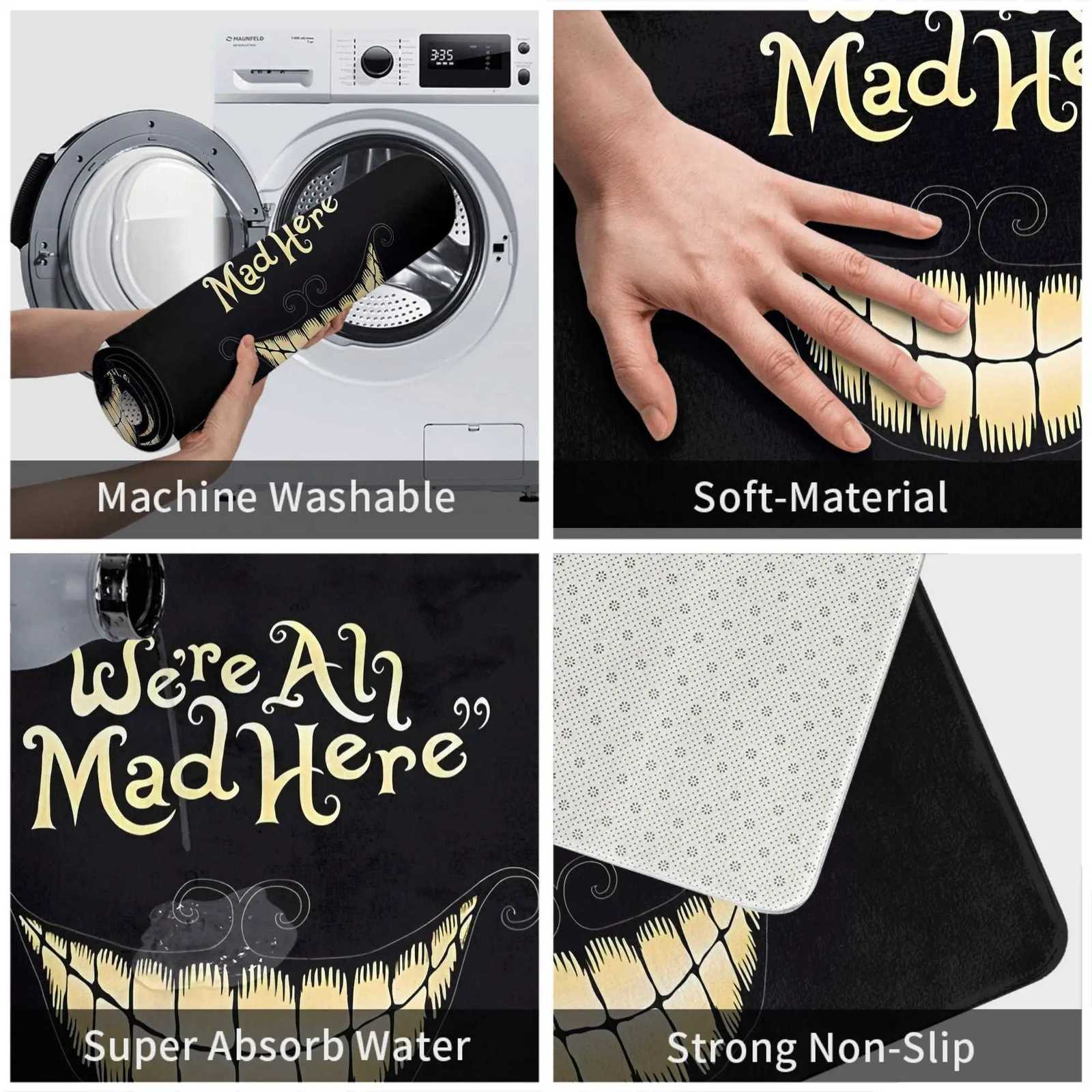 VIKAMA Halloween Scary Face Were All Mad Here Welcome Mat Outdoor Carpet Soft Doormat Living Room Rug For Bedroom H251205