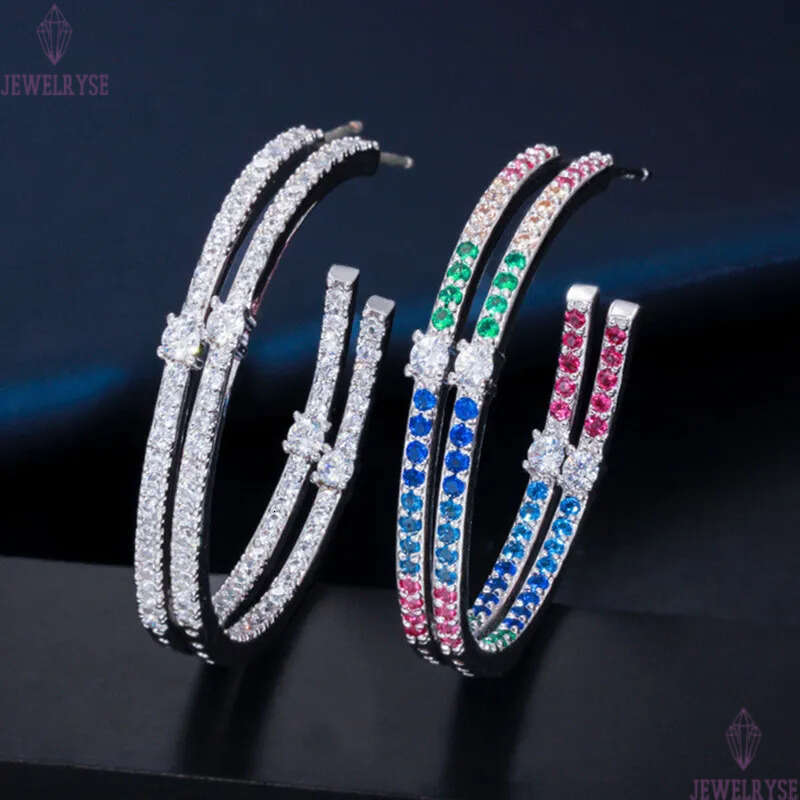 fashion hoop earrings designer for women colorful AAA cubic zirconia 925 silver post copper jewelry 18k gold luxury dimond earring girls christmas day
