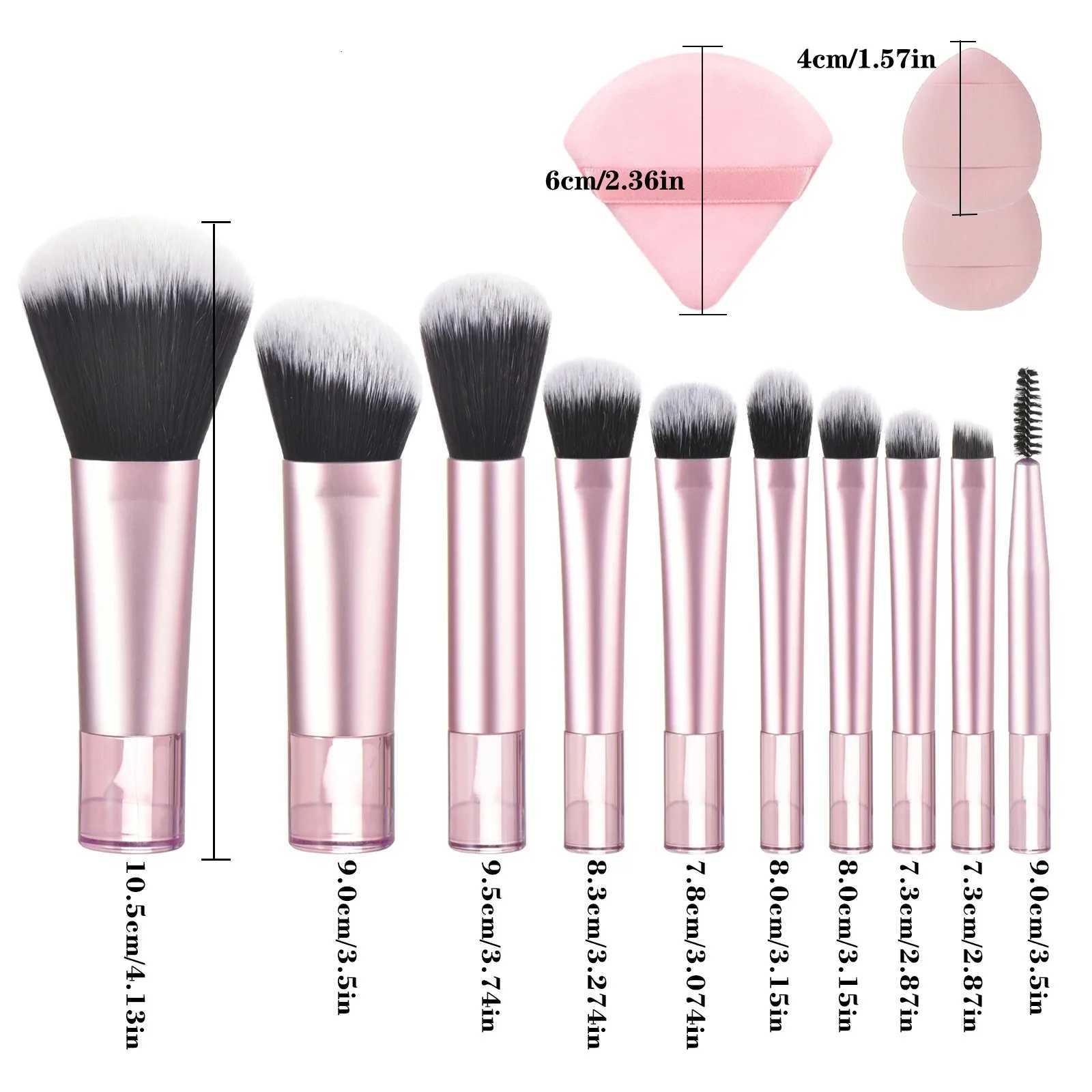 10-Piece Mini Makeup Brush Set - Travel Size Palm Brush with Puff Professional Portable Makeup Tools for On-The-GoT251205