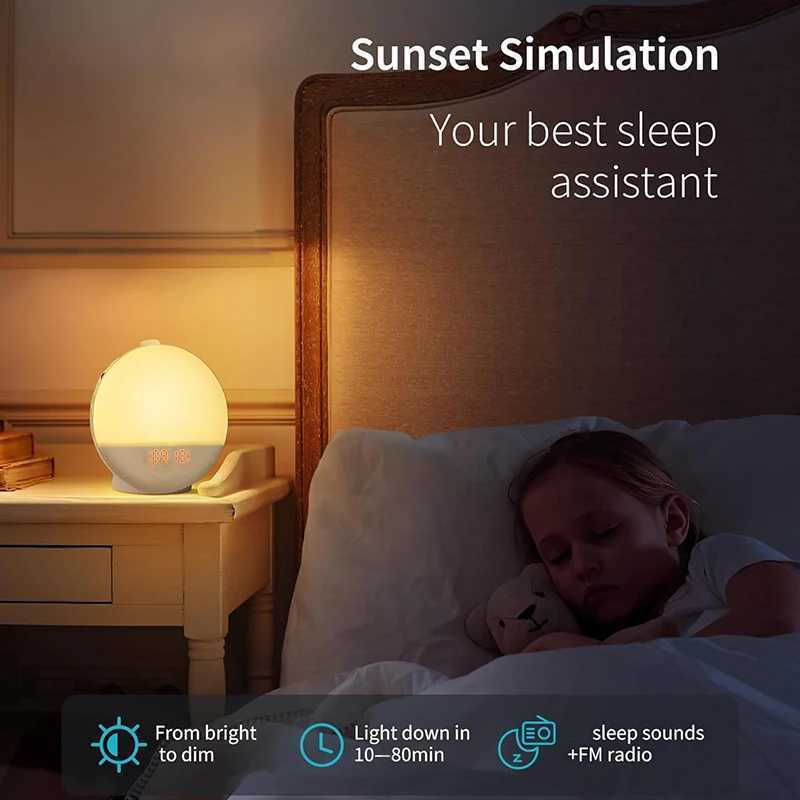 Wake Up Light Alarm Clock with Sunrise Sunset Simulation FM Radio Night Light Bedside Digital Clock for Gentle Natural Wake Up M251205 - view 6