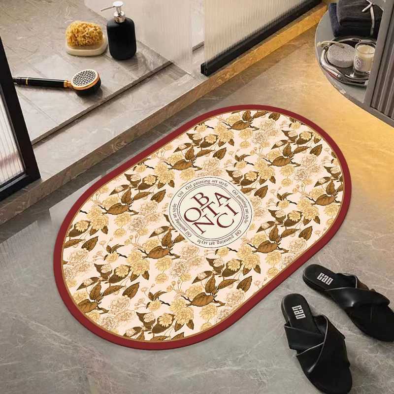 Bathroom thickened diatom mud absorbent floor mat Household quick-drying non-slip floor mat Toilet bathroom door mat H251205